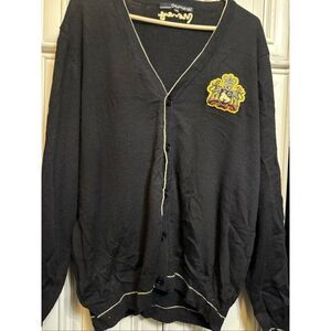 Money Men's Crest Logo V-Neck Button Front Cardigan Sweater Black Size XXL
